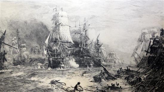 William Lionel Wyllie (1851-1931) Trafalgar, 21 October 1805, 17 x 30in.